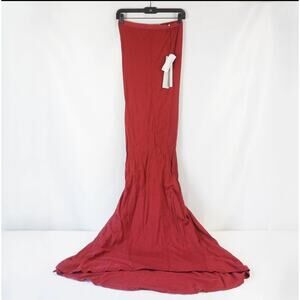 Rick Owens Cherry Red Jersey Pillar Long Maxi Skirt IT 40